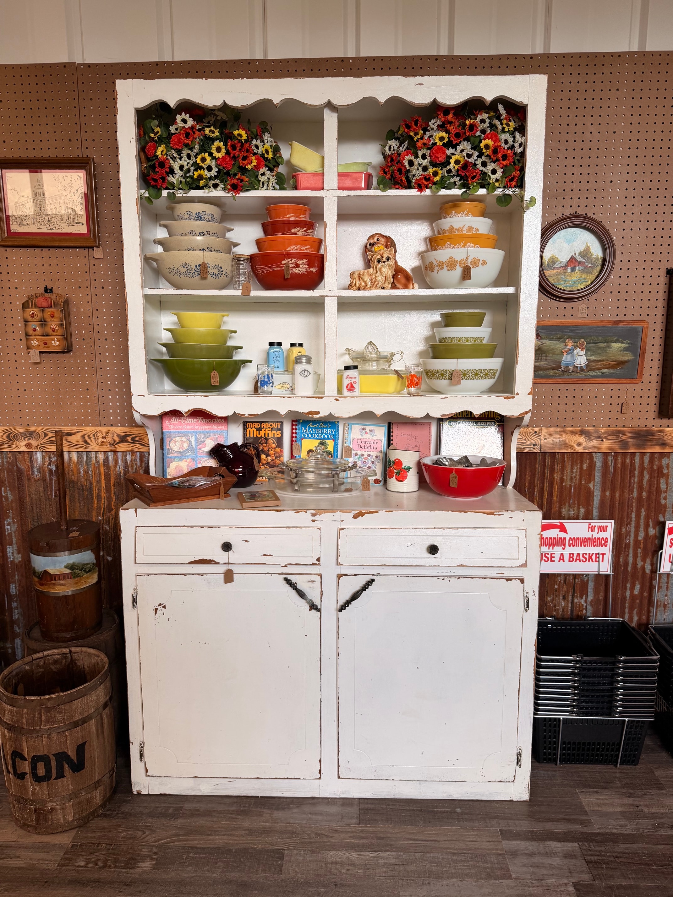 Vintage Pyrex and kitchen collectibles booth